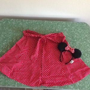 Modcloth Red Polkadot Circle Skirt XL Minnie Mouse